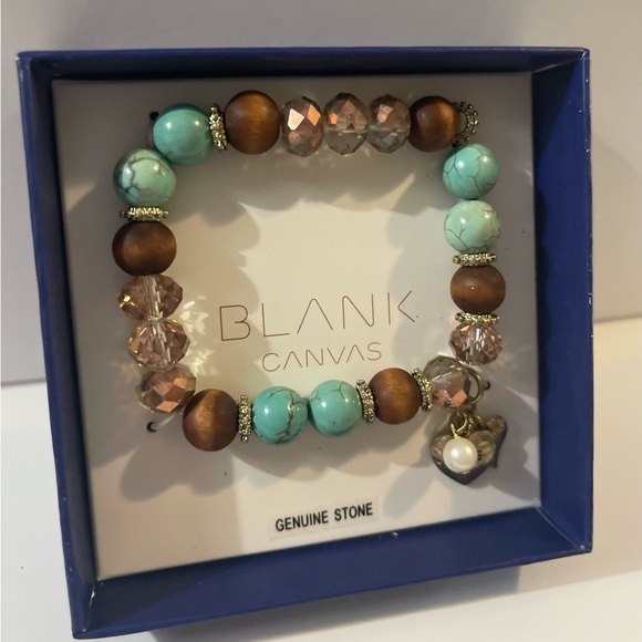 NEW Blank Canvas Brown/Turquoise Bracelet - Picture 2 of 4